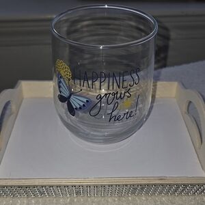 Decorative Glass with Butterfly Design